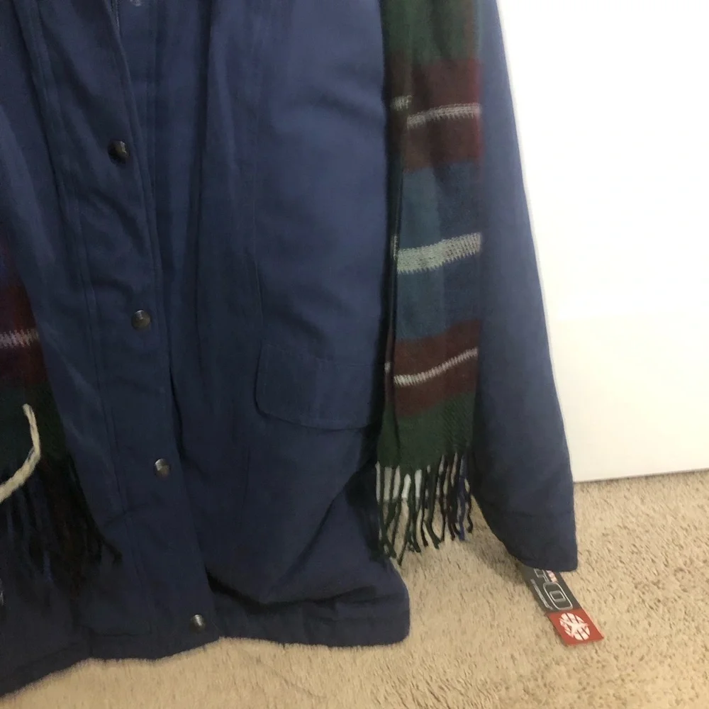 Woman’s size medium Navy Blue Faux Fir winter coat - Picture 3 of 10